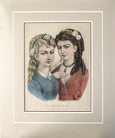 Currier and Ives - Matted Image - The Two Beauties Take your choice