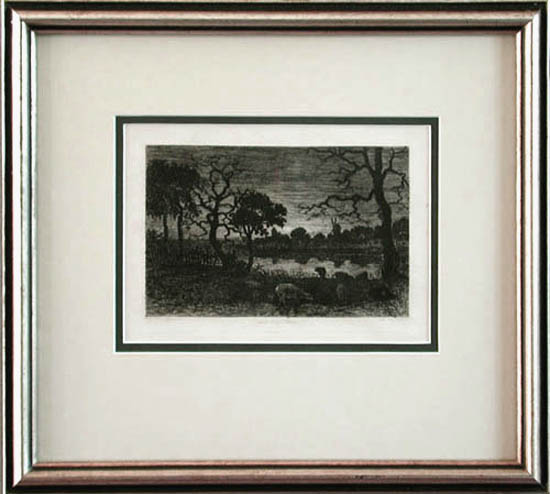 Auguste Delatre - Framed Image - oir d'Automne or Autumn Evening