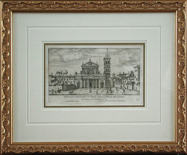 Giovanni Battista Falda - Framed Image - Church of St. Crisogono of the Carmelite Order in Trastevere