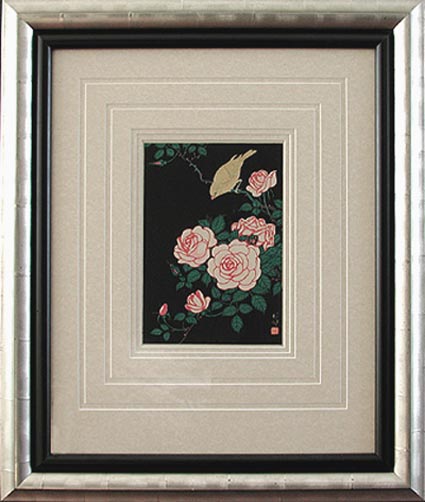Ohara Koson - Shoson - Framed Image - Canary and Roses