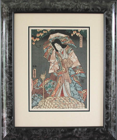 Kunisada - Framed Image - Multiple Patterns of Kimono