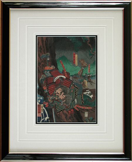 Ichiyasai Kuniyoshi - Framed Image - Two Warriors in Combat