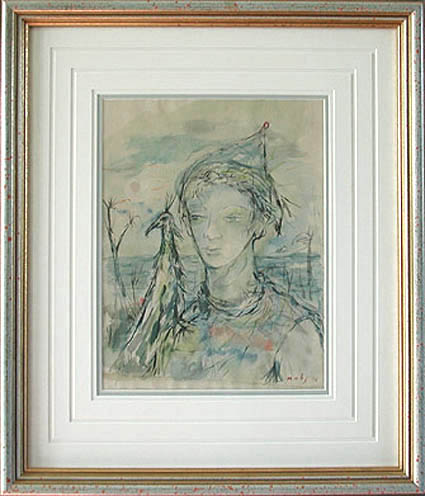 Harlequin Original Framed watercolor by Juhan Jaagu Muks