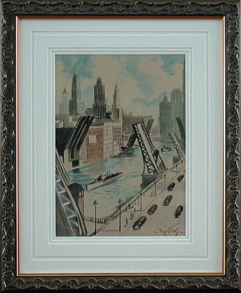 Joseph Pierre Nuyttens - Framed Image - South Branch Canal Chicago