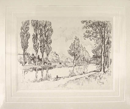 Joseph Pennell - Matted Image - The Canal at Blanzy