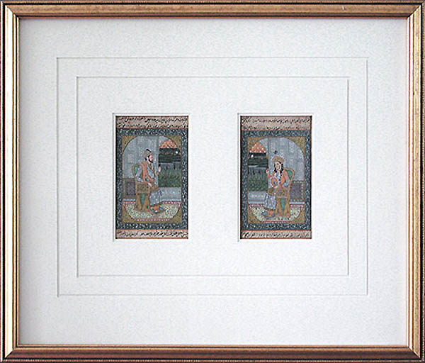 Persian School Miniature Painting - Framed Image - Portraits of a Royal Matrimony