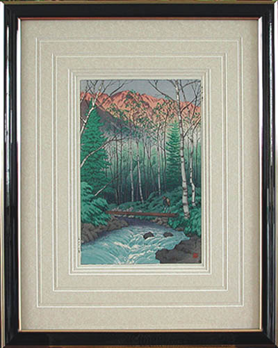 Ito Takashi - Framed Image - A Traveler Crossing a Mountain Stream