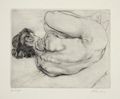 Curled Up Untitled Figure Study of a Woman Original Engraving by the American artist Sigmund Abeles