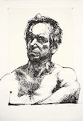 Self Portrait Shaved Portrait of the artist Sigmund Abeles Original Lithograph by the American artist Sigmund Abeles