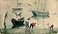 At Low Tide Original Monoprint by Israel Abramofsky