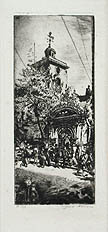 Seething Lane London Original drypoint engraving by the American artist Clifford Addams also listed as Clifford Isaac Addams