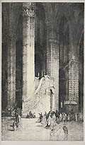 Interior of Chartres Cathedral Original Etching by the British artist Andrew Affleck