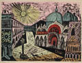 Piazza San Marco Original Woodcut by Irving Amen