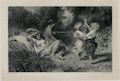 Jeux d'enfants Children's Games Original Lithograph by The French artist Henri Baron also listed as Henri Charles Antoine Baron from Les Artistes Anciens et Modernes