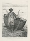 Sea Beach Norfolk Fisherman on the Look Out The Fisherman Original Etching by the British artist Frederick Bacon Barwell also known as Frederick Barwell Passages from Modern English Poets Illustrated by the Junior Etching Club