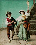 Tambourine Girl Original Oil Painting by Vincenzo Basevolana