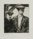 Old Men Original Etching and Drypoint Engraving by the American artist Joel Beckwith