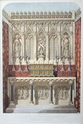 Altar and Reredos Designed by The Late A. W. Pugin Original lithograph by the British artist Francis Bedford published by Day & Son London for Industrial Arts of the Nineteenth Century at the Great Exhibition