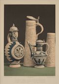 Flemish Ewer Jug and Stoneware Original lithograph by the British artist Francis Bedford published by Day & Son  for Art Treasures of the United Kingdom