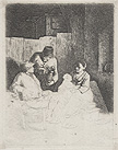 Family in the Inn Original Etching by Cornelis Bega