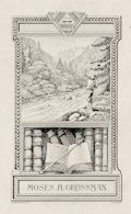 Ex Libris Moses H. Grossman Fly Fishing in a Mountain Stream Original Etching by the French artist Henri Berengier