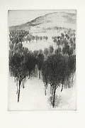 Snow Mountain Original Etching by the American artist Robert Bero