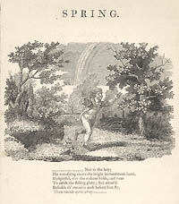 The Seasons Spring Frontispiece Boy Chasing a Rainbow Original Wood Engraving by Thomas Bewick