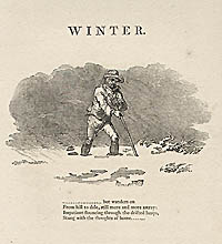 The Seasons Winter Frontispiece A Lost Man Original Wood Engraving by Thomas Bewick