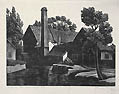 Mill on the Wind Rush Original Linocut by the British artist J. Harvey Bloom