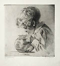 The Fishbowl Original Etching by the American artist Alexander A. Blum