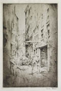 Old Boston Street Scene Original Etching by the American artist Alexander Blum