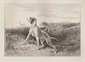 Hunting Hounds Harriers Original Etching by the Swiss French artist Karl Bodmer