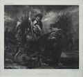 Attaque du Lion Original Lithograph by the French artist Louis Boulanger also listed as Louis Candide Boulanger