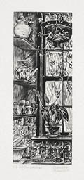 Kitchen Window Original Wood Engraving by the Canadian artist Gerard Brender a Brandis