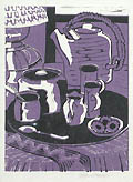 The Tea Set Original Linocut by the Canadian artist Gerard Brender a Brandis