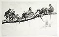 High Life Original Drypoint Engraving by the British artist Leonard Brightwell