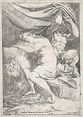 Satyr Spying a Sleeping Woman Original Engraving by Francesco Brizio and Agostino Carracci