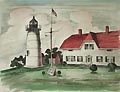 Chatham Light Cape Cod Original Hand Coloured Lithograph by the American artist Robert Brooks