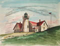 Nobska Light Woods Hole Original Hand Coloured Lithograph by the American artist Robert Brooks