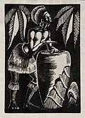 Tom Tom Original Linocut by the American artist Elmer Brown