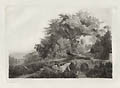 View in the Campagna A Group of Ilex Trees near Rome Original Etching by the American artist George Loring Brown