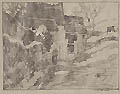 A Scene in The French Countryside Original Graphite Drawing by the American artist Roy Brown