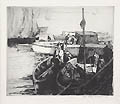 The Fishing Fleet Original Etching and Drypoint Engraving by the American artist George Elmer Browne