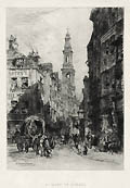 Saint Mary Le Strand London Original Etching by Alfred Brunet Debaines