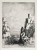 The Little Canyon Arizona Original Etching and Drypoint Engraving by George Elbert Burr
