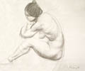 Figure Study Original Drawing by the American artist Shirley Aley Campbell also listed as Shirley Campbell