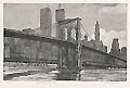 Brooklyn Bridge Original etching by the American artist William Cantwell also listed as Bill Cantwell