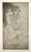 Mother and Child Original Etching by Robert Cariola