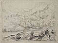 Holy Family in a Landscape original etching by Comte de Caylus