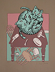 Kilkenny Cats Original Silkscreen by Seymour Chwast